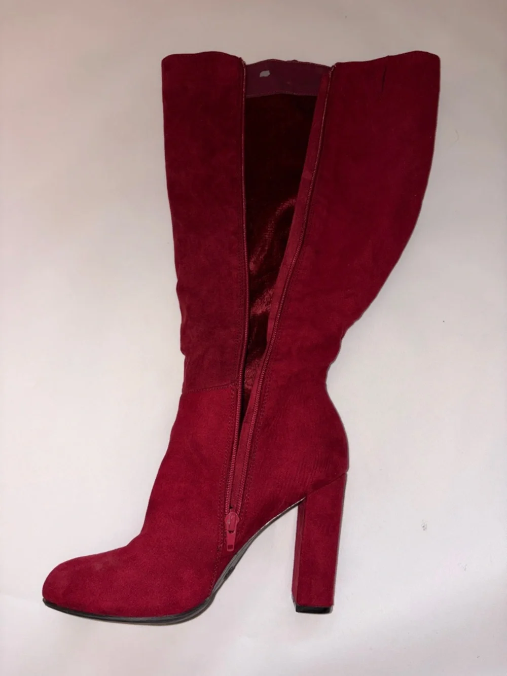 Journee Collection Over-the-Knee Suede Boots in Deep‎ Red Size 8.5